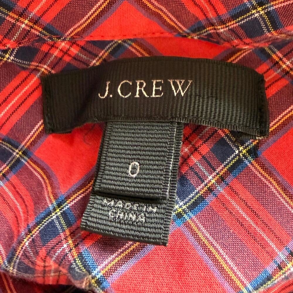 J. Crew Tartan Plaid Cotton Collared Popover Top Blouse In Red Size 0 - Picture 10 of 11